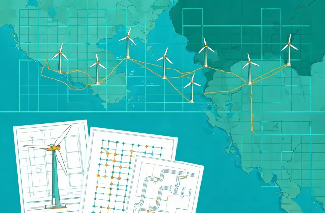 Wind project planning map and engineering desk